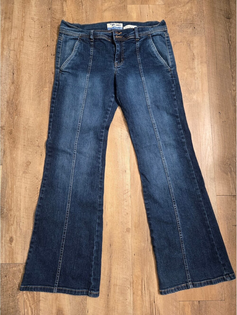 Vintage Old Navy Y2K Jeans Front Seam Flare Bootcut Dark Wash Stretch Size 12 - Picture 11 of 14